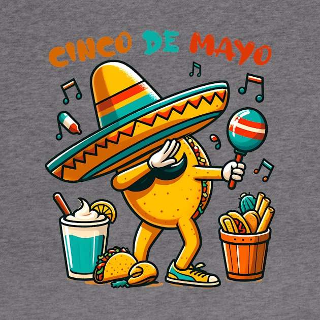 Maracas Cinco De Mayo Dabbing Taco Mexican Food Sombrero by jadolomadolo